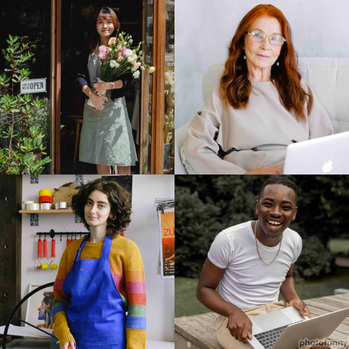 4 personnes souriantes d'origines différentes